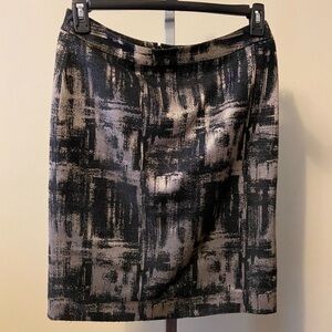 Talbots patterned gray and black a-line skirt